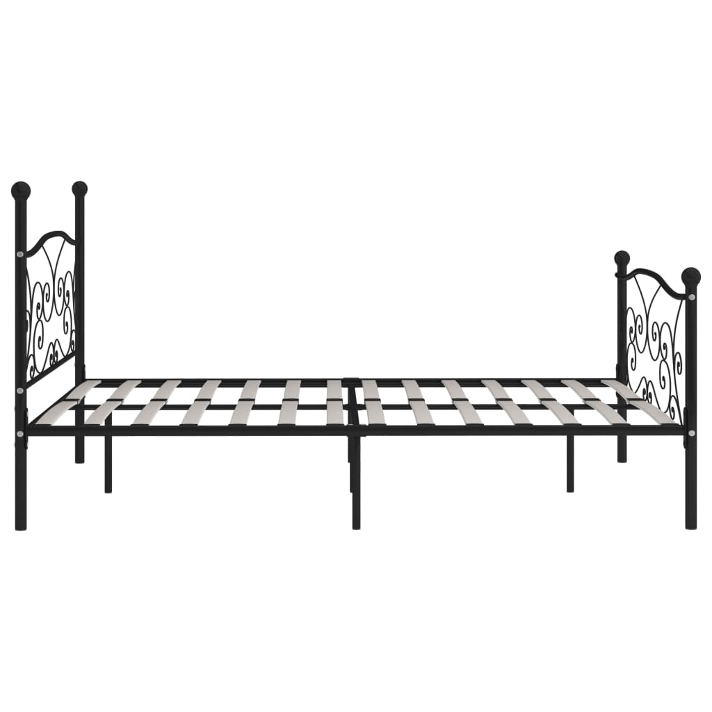 Estrutura de cama com estrado de ripas 180x200 cm metal preto