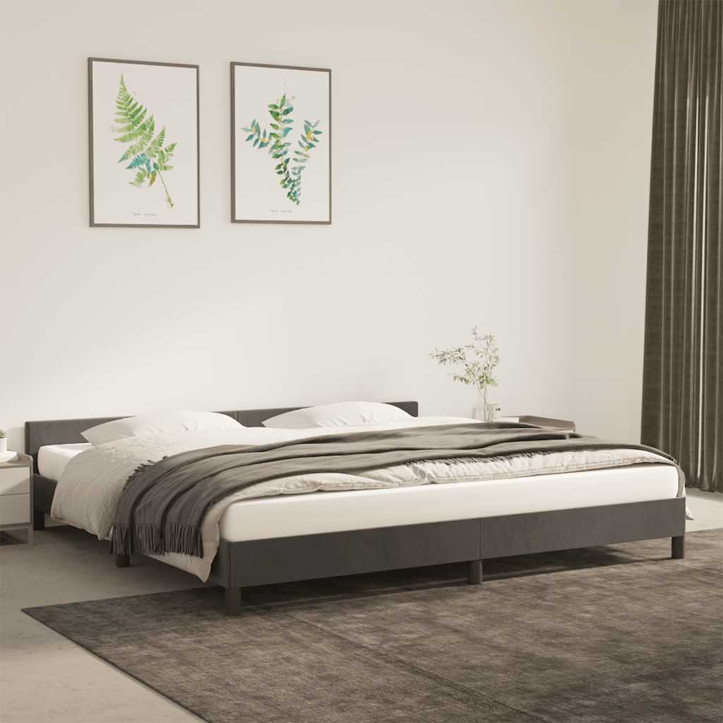 Estrutura de cama sem colchão 200x200 cm veludo cinzento-escuro
