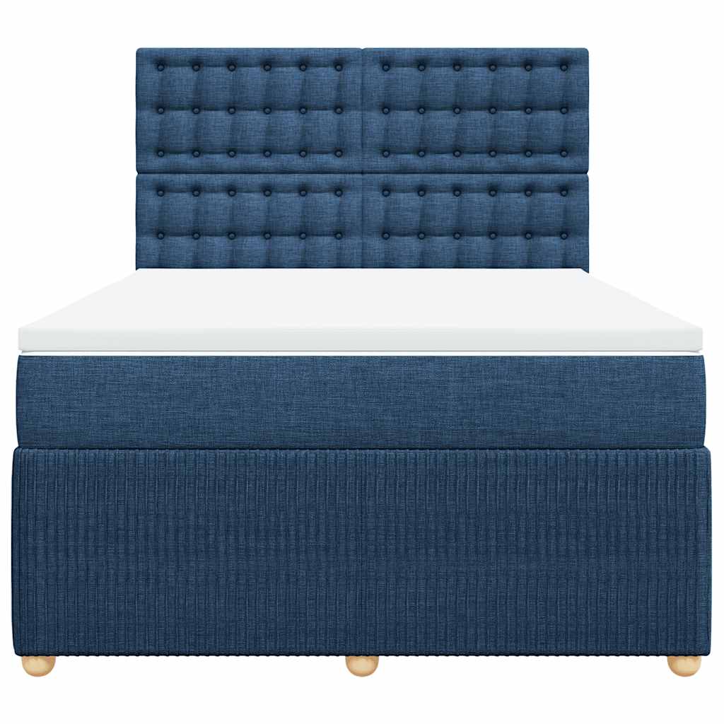 Cama com molas/colchão 140x190 cm tecido azul