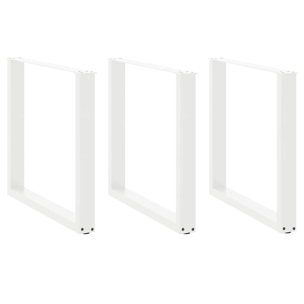 Pés para mesa de jantar em formato de u, 3 peças, branco, 90x (72-73) cm, aço