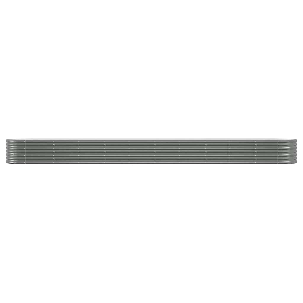 Canteiro elevado jardim 440x80x36cm aço galvanizado cinzento