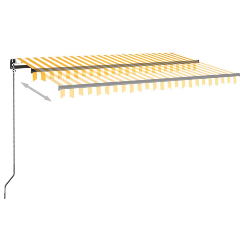 Toldo retrátil manual com LED 450x350 cm amarelo e branco
