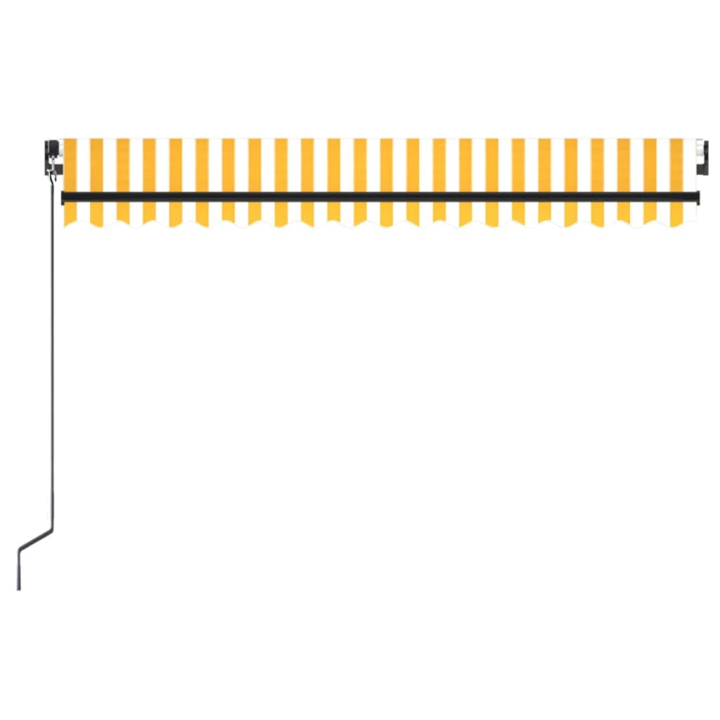 Toldo retrátil manual com LED 450x350 cm amarelo e branco