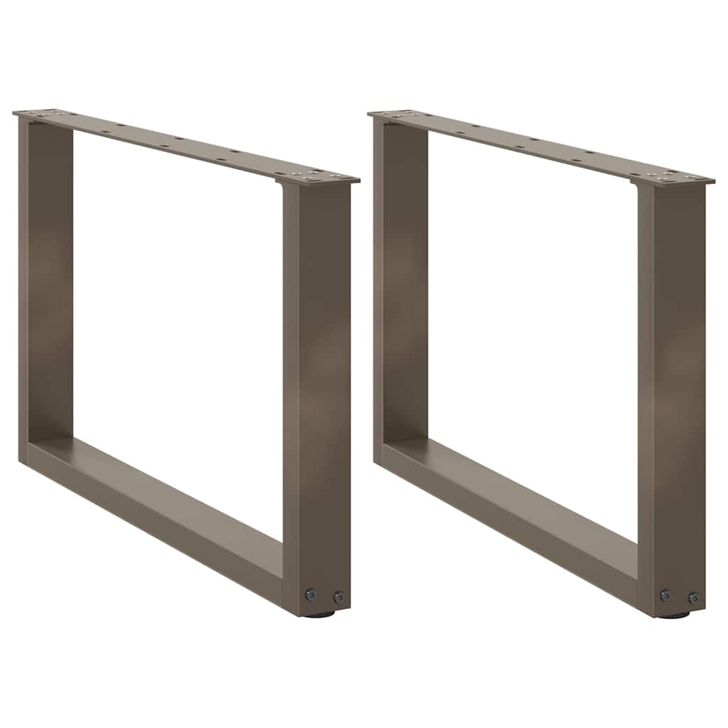 Pés para mesa de centro em formato de u, 2 peças, aço natural, 60x(42-43) cm, aço