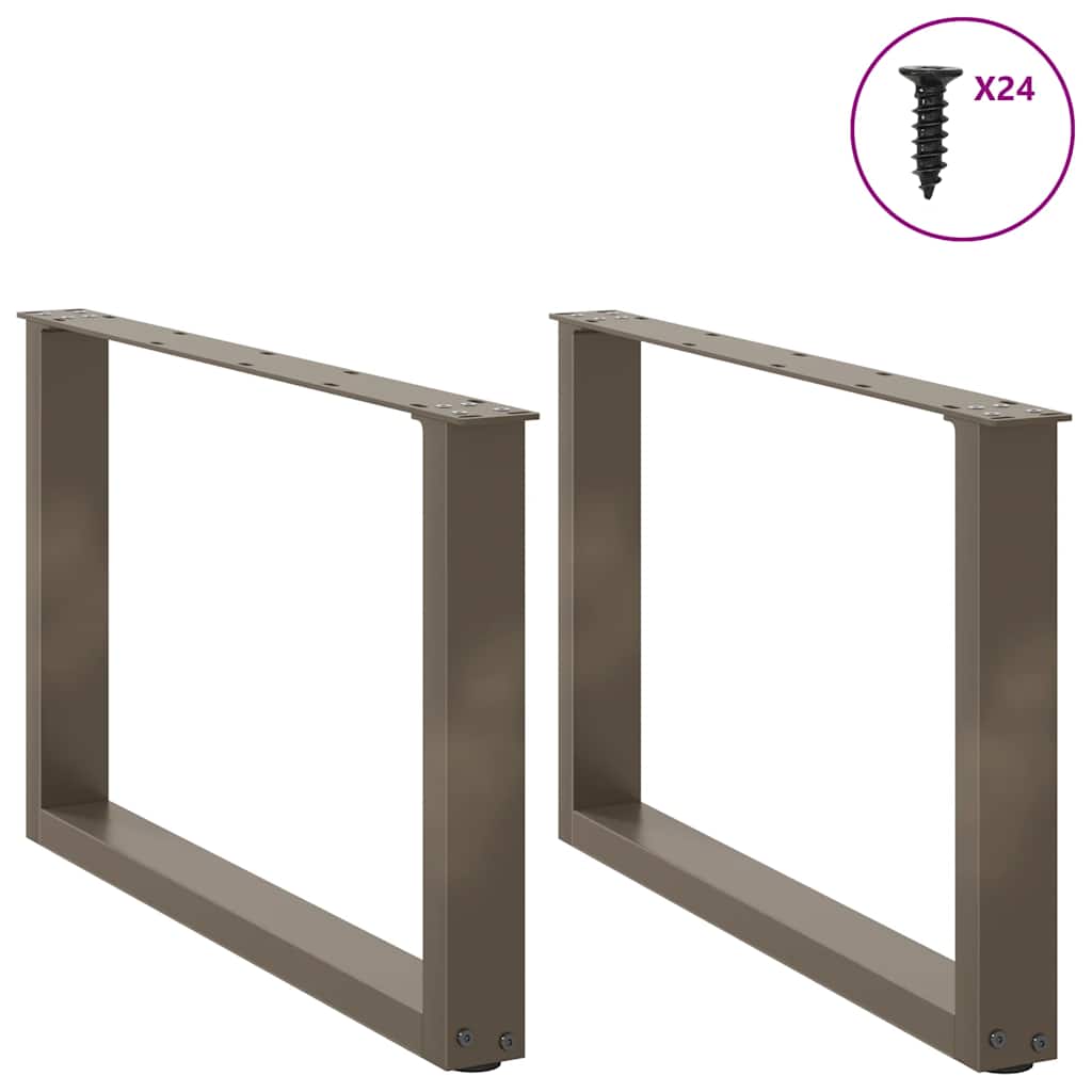 Pés para mesa de centro em formato de u, 2 peças, aço natural, 60x(42-43) cm, aço