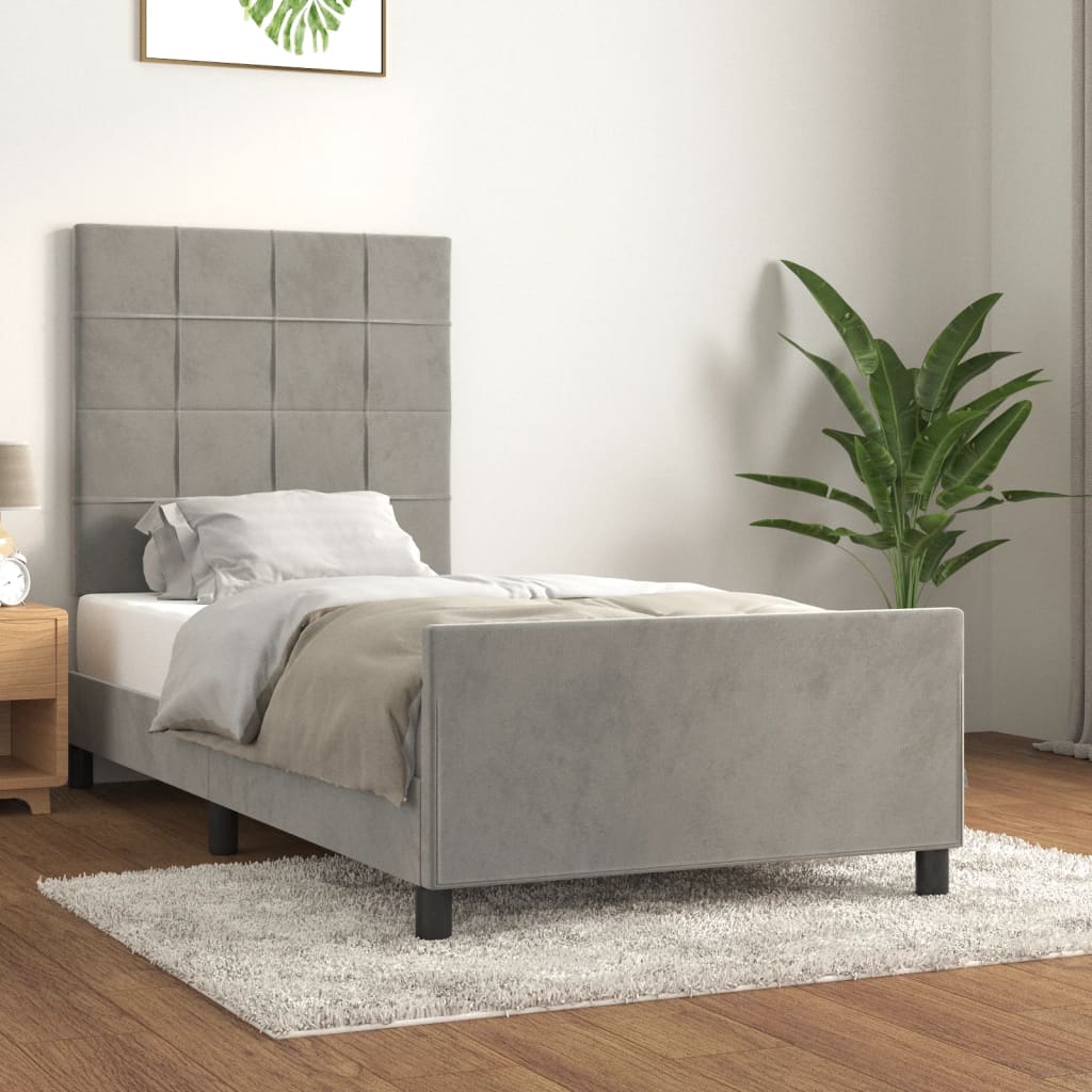 Estrutura de cama sem colchão 80x200 cm veludo cinzento-claro