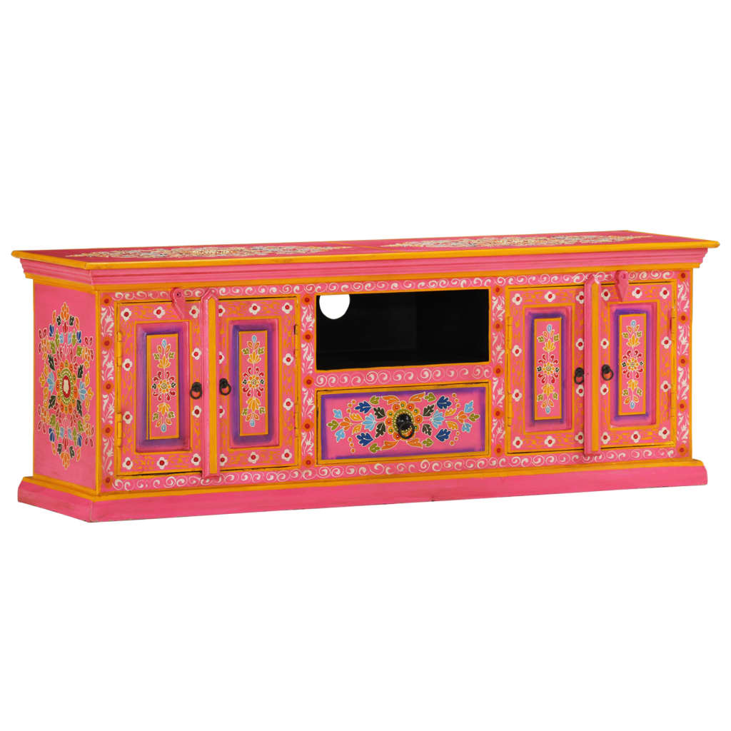 Móvel de TV 110x30x40 cm madeira de mangueira maciça rosa