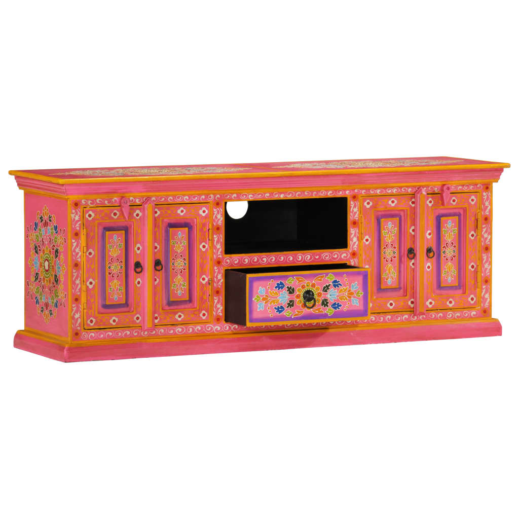 Móvel de TV 110x30x40 cm madeira de mangueira maciça rosa