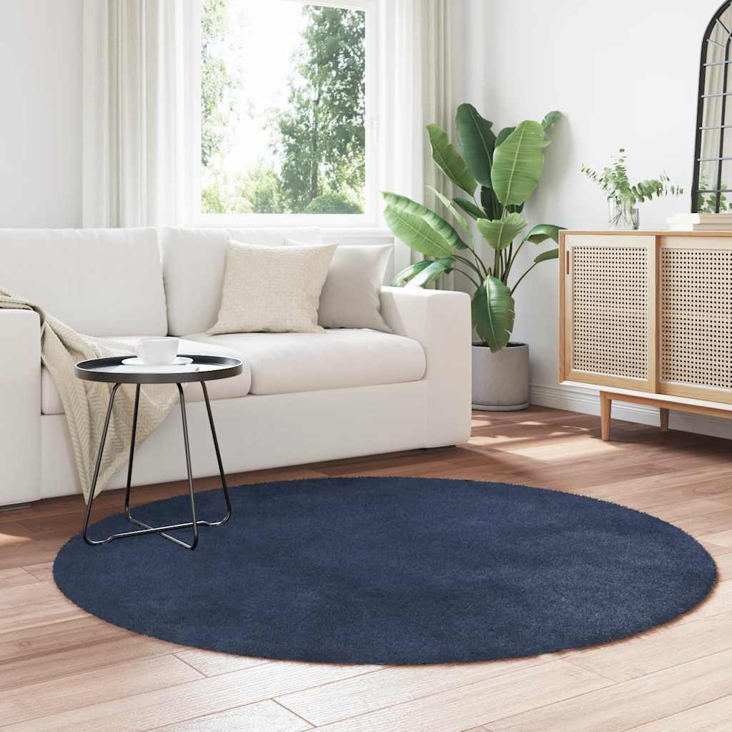 Tapete shaggy de pelo alto navarra 160x160 cm azul-marinho