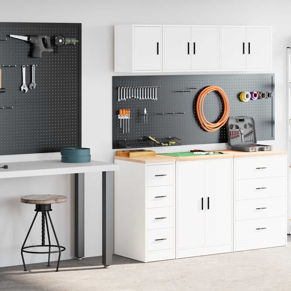 Armários de garagem 2 pcs derivados de madeira branco