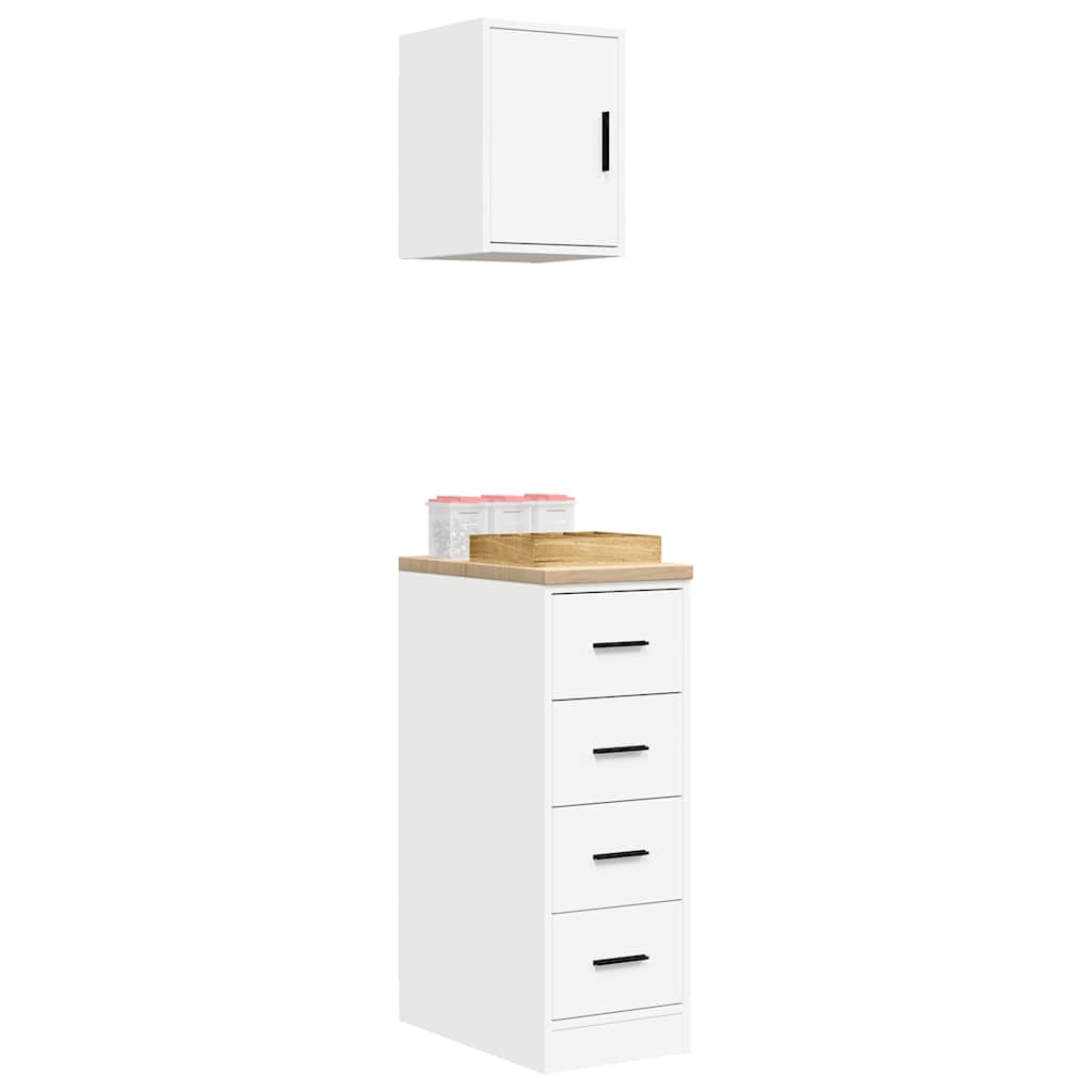 Armários de garagem 2 pcs derivados de madeira branco