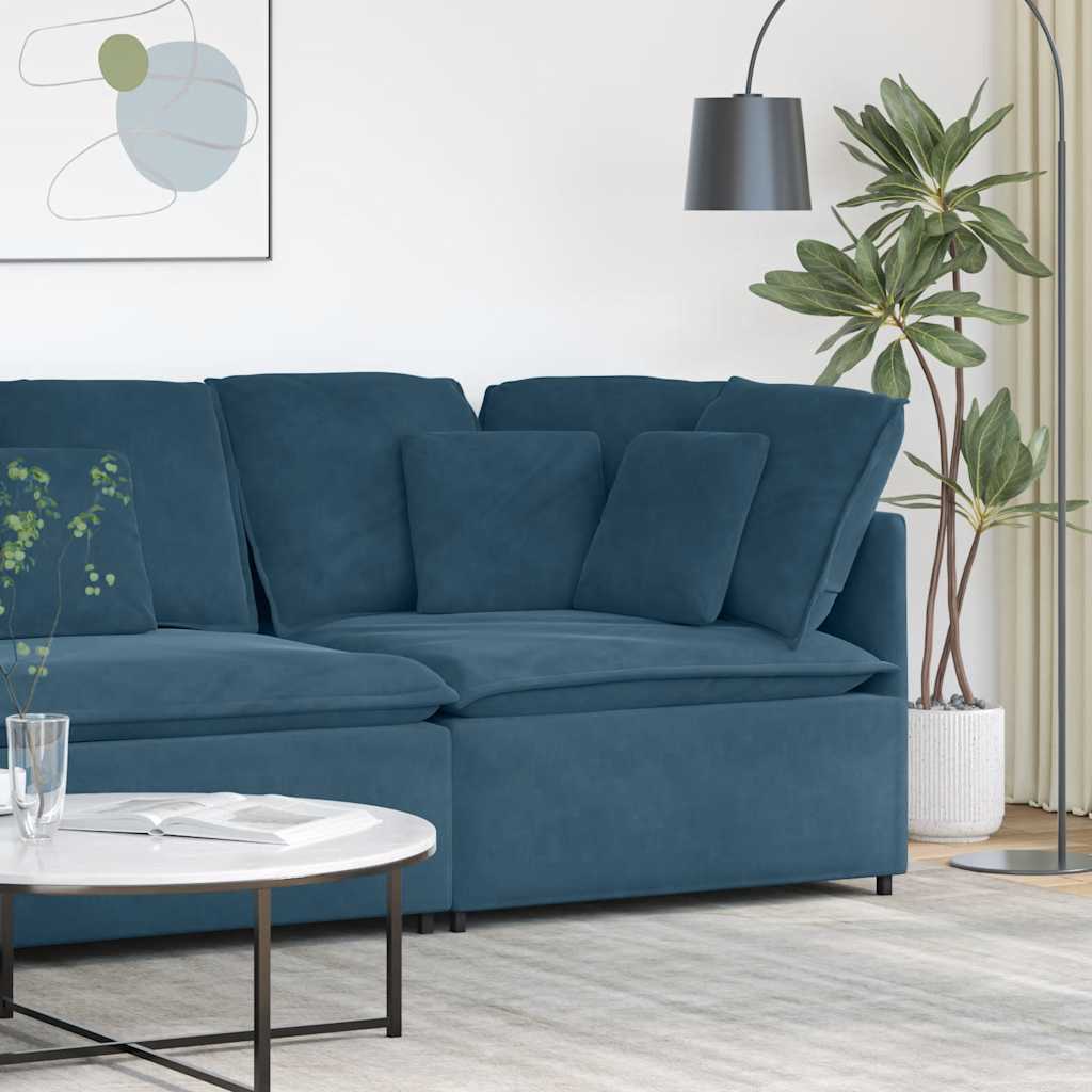 Módulo de canto para sofá modular com almofadas, azul, 100 cm