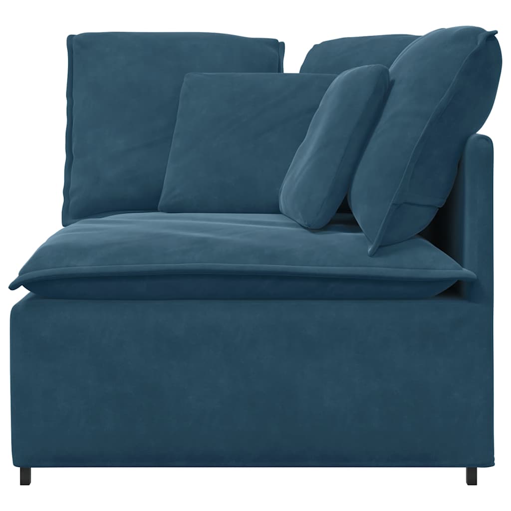 Módulo de canto para sofá modular com almofadas, azul, 100 cm