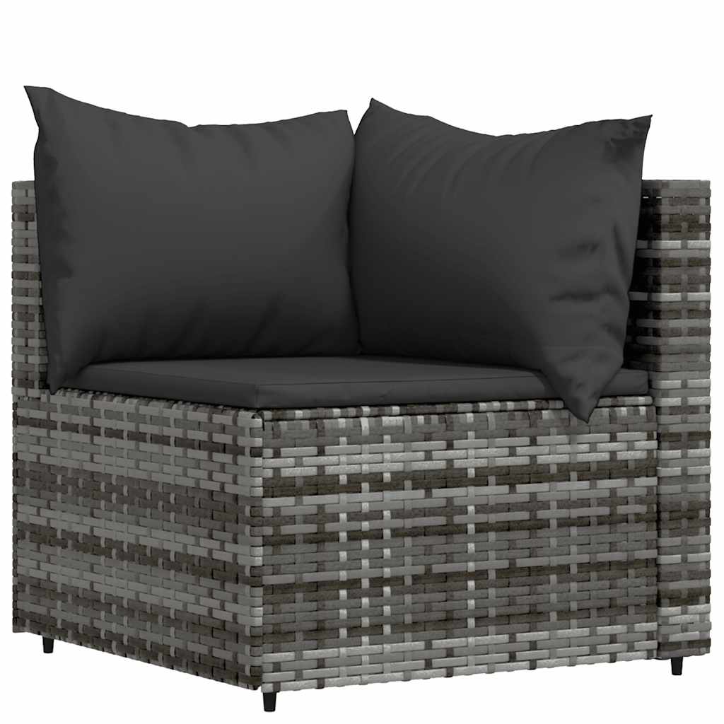4 Pcs conjunto lounge de jardim c/ almofadões vime PE cinzento