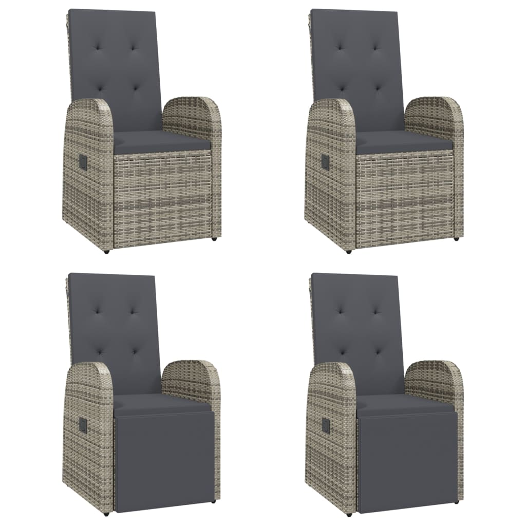 5 Pcs conjunto de jantar p/ jardim c/ almofadões vime PE cinza