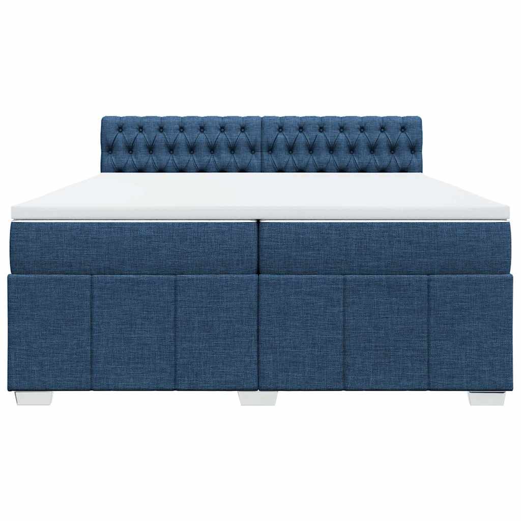 Cama com molas/colchão 200x200 cm tecido azul