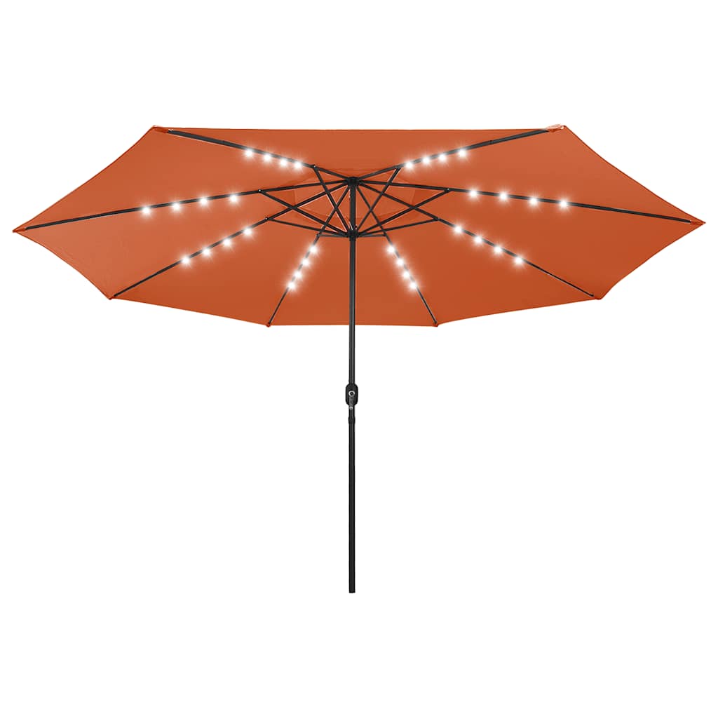Guarda-sol de jardim com luzes LED 400 cm terracota