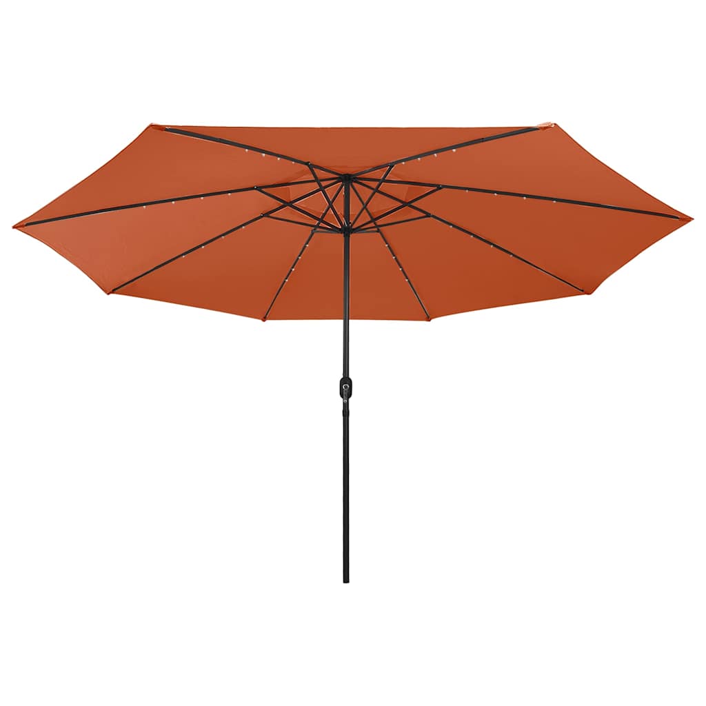 Guarda-sol de jardim com luzes LED 400 cm terracota