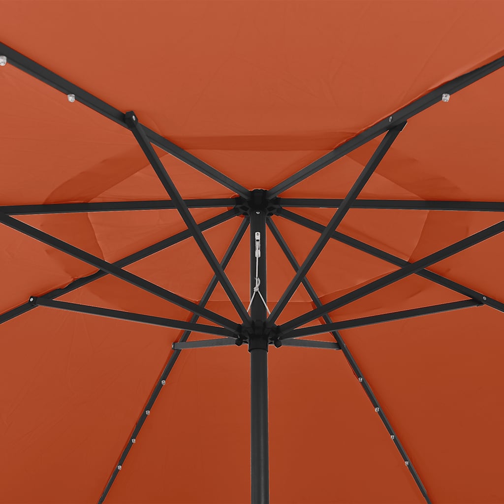 Guarda-sol de jardim com luzes LED 400 cm terracota
