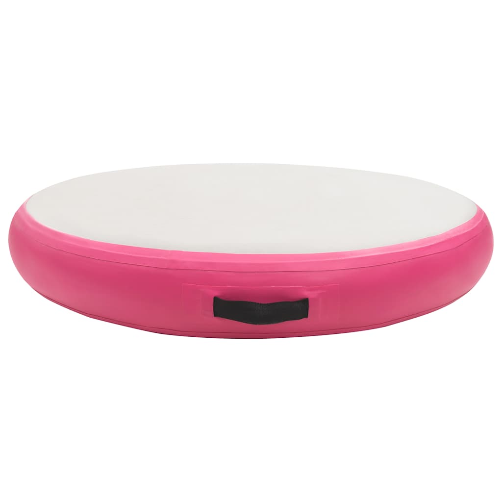 Tapete de ginástica insuflável com bomba 100x100x15 cm PVC rosa