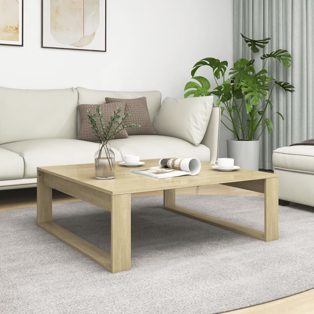 Mesa de centro 100x100x35 cm derivados madeira carvalho sonoma