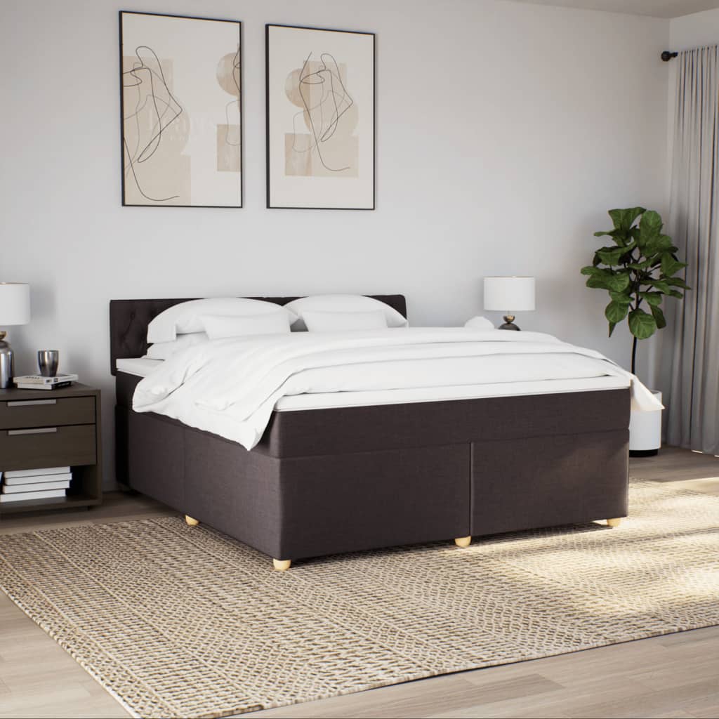 Cama com molas/colchão 180x200 cm tecido castanho-escuro
