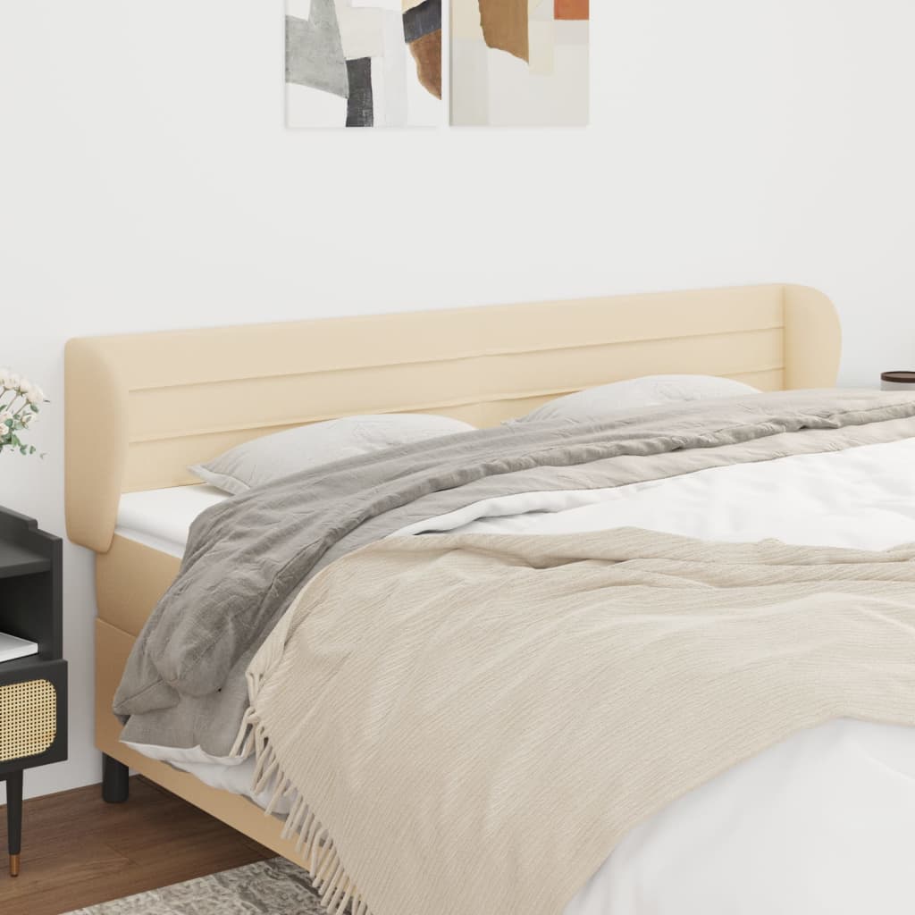 Cabeceira de cama c/ abas tecido 183x23x78/88 cm creme