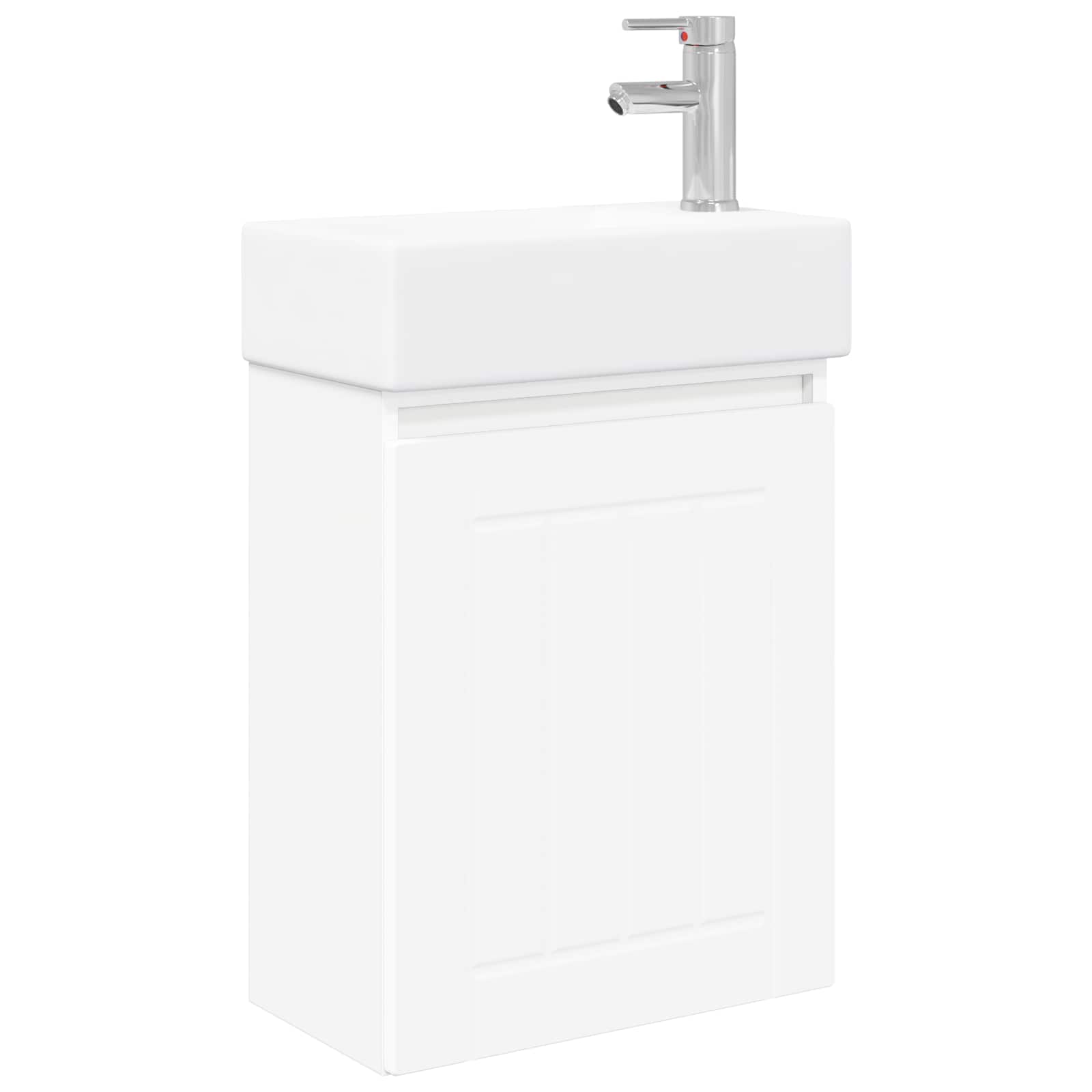 Conjunto de móveis de banheiro com torneira branco