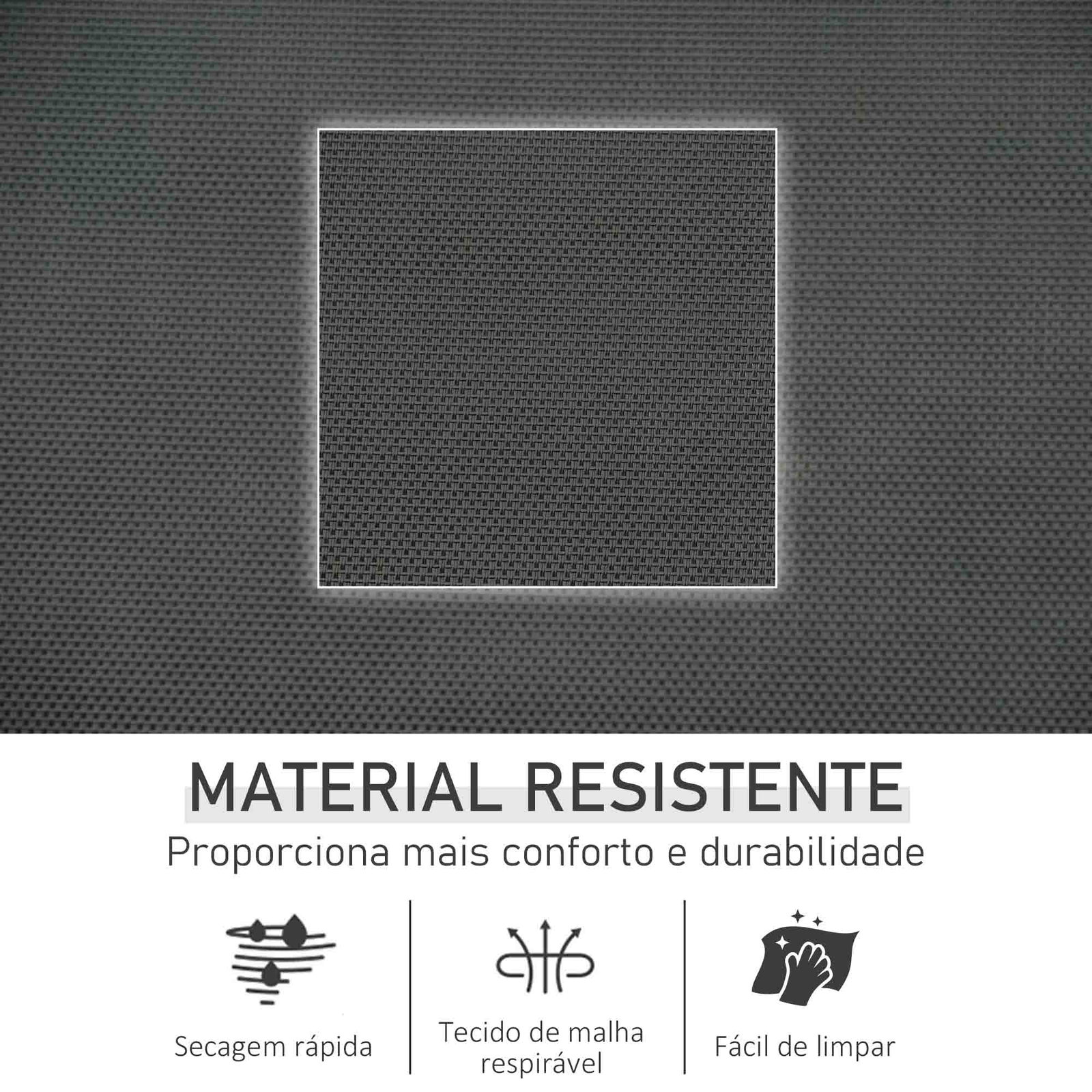 Espreguiçadeira baloiço de exterior com apoio de cabeça acolchoado e bolso lateral 150x62x88 cm preto
