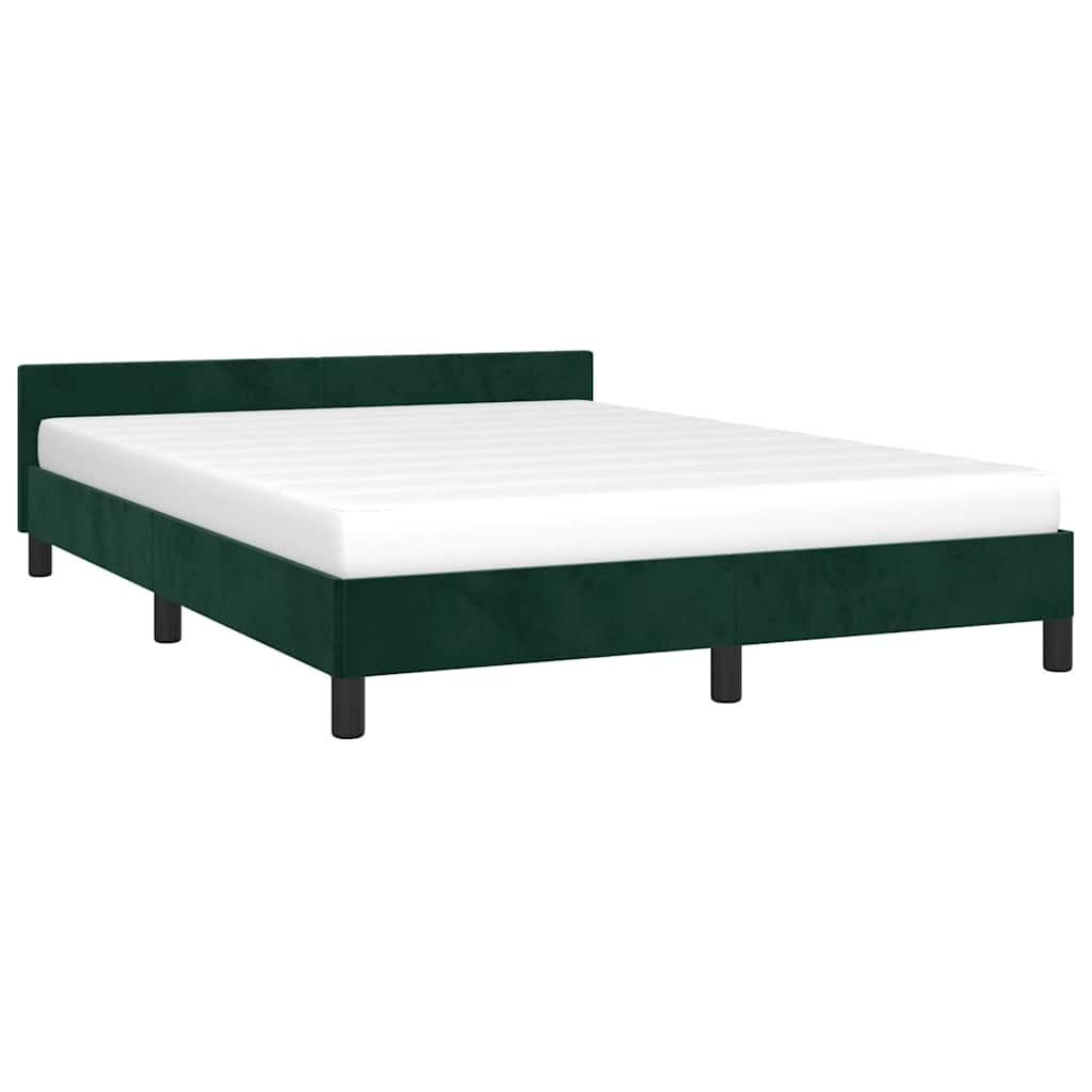Estrutura de cama sem colchão 140x200 cm veludo verde-escuro