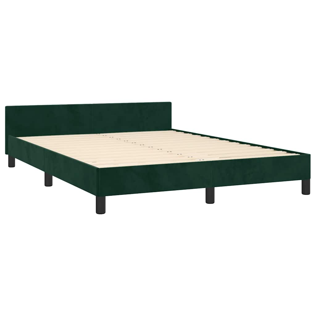 Estrutura de cama sem colchão 140x200 cm veludo verde-escuro