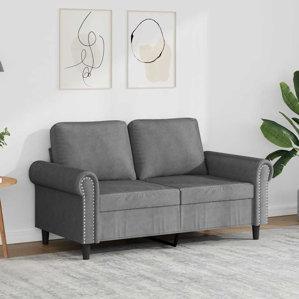 Sofá de 2 lugares 120 cm veludo cinza-escuro