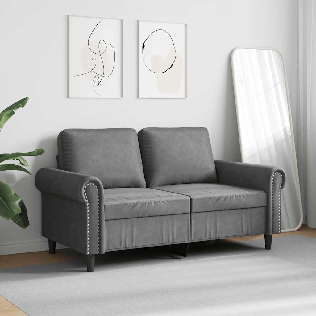 Sofá de 2 lugares 120 cm veludo cinza-escuro