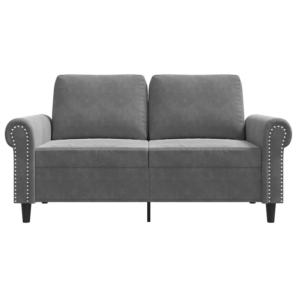 Sofá de 2 lugares 120 cm veludo cinza-escuro