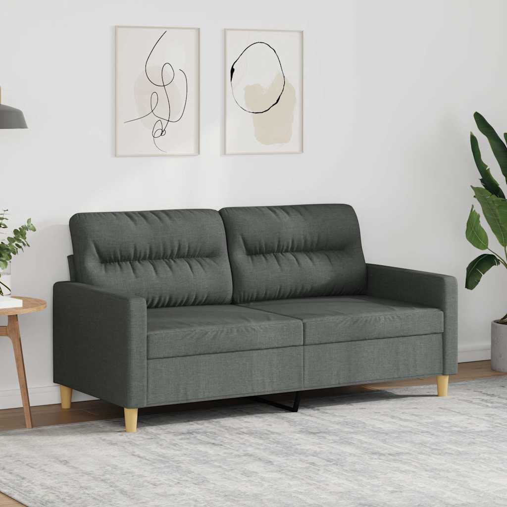 Sofá de 2 lugares em tecido 140 cm cinzento-escuro