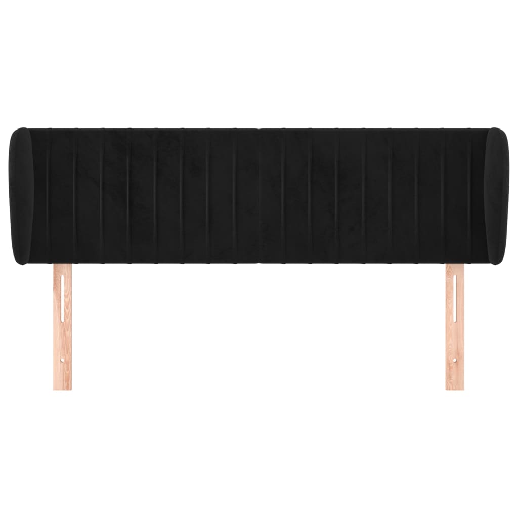 Cabeceira de cama c/ abas veludo 147x23x78/88 cm preto