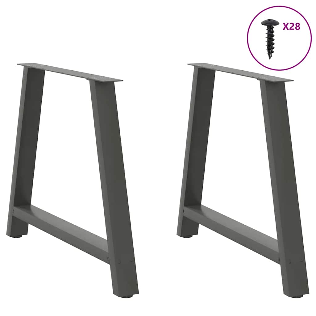 Pés para mesa de jantar em formato a, 2 peças, antracite, 90x (72-73) cm, aço