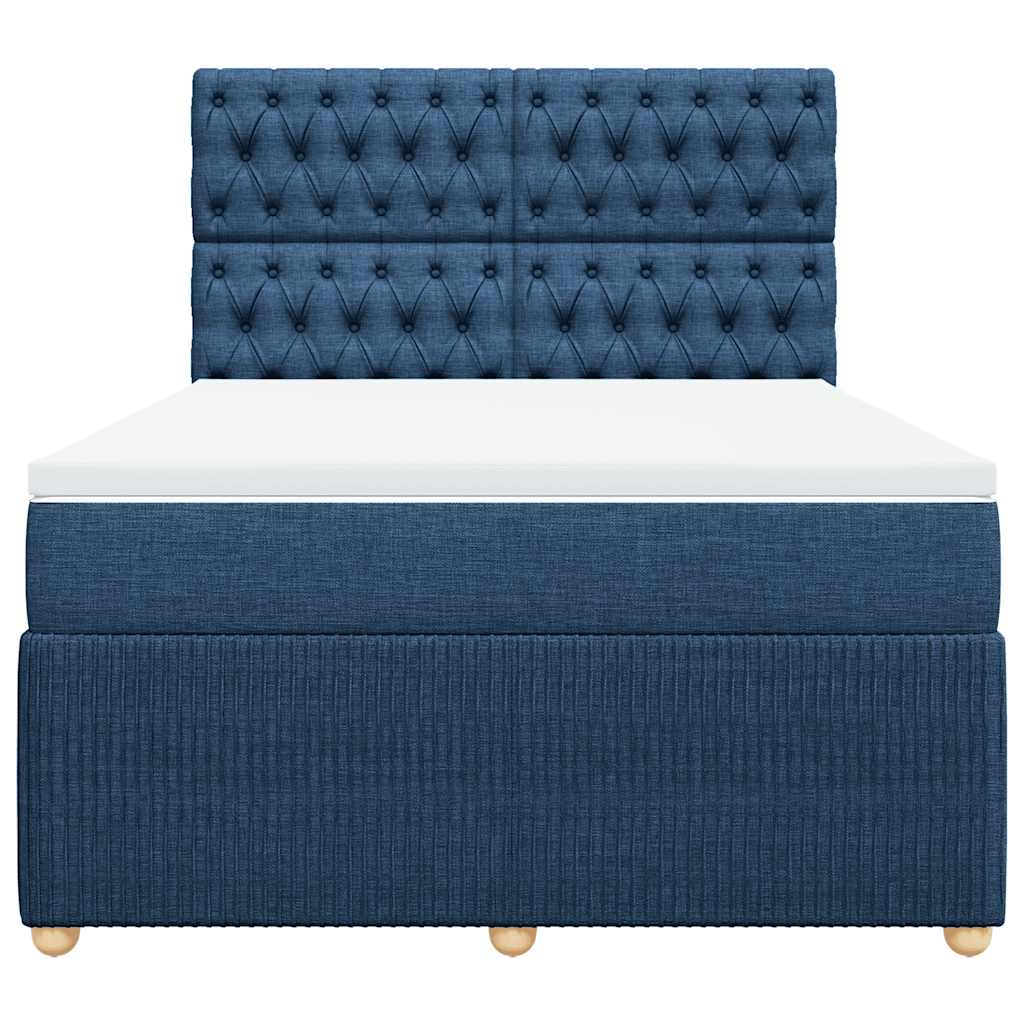 Cama com molas/colchão 140x190 cm tecido azul
