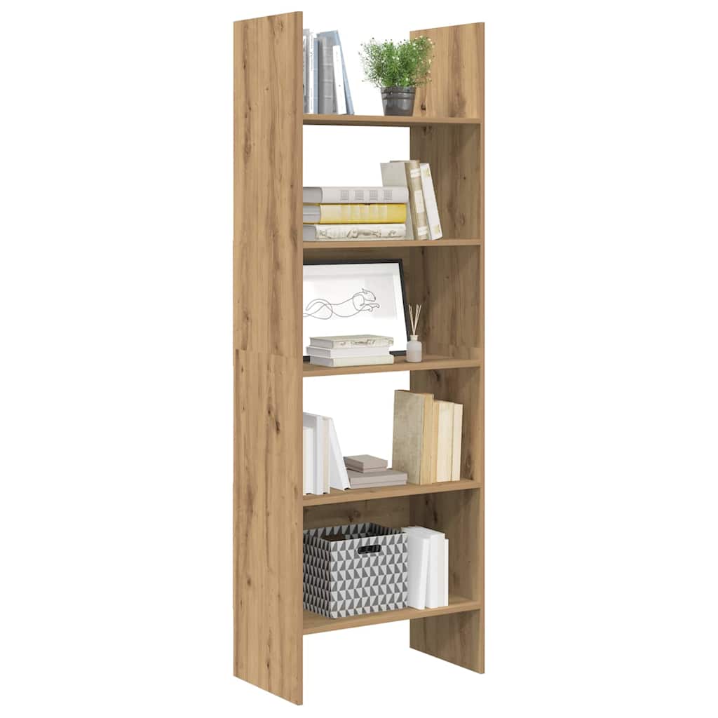 Gabinete de livros 5 níveis 60 x 35 x 180 cm carvalho artesanal