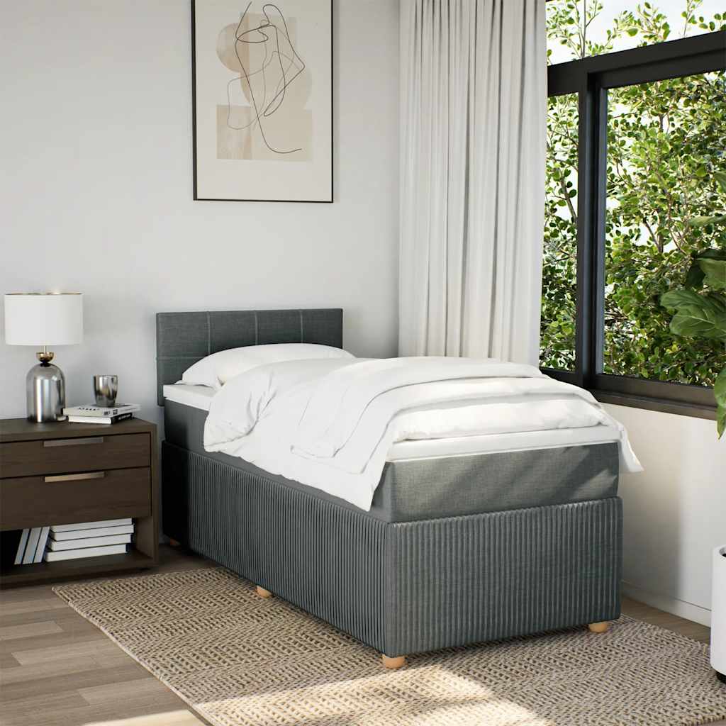 Cama com molas/colchão 80x200 cm tecido cinzento-escuro