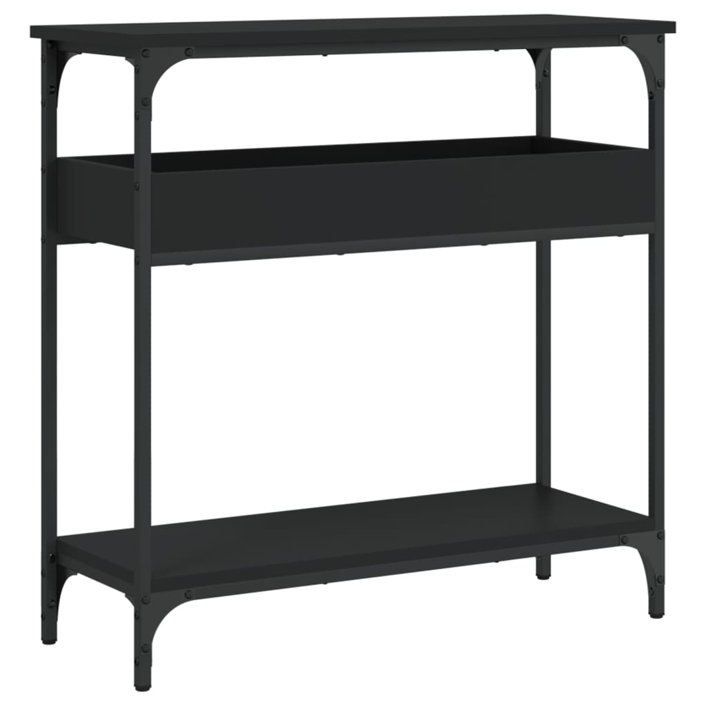 Mesa consola c/ prateleira 75x29x75 cm derivados madeira preto