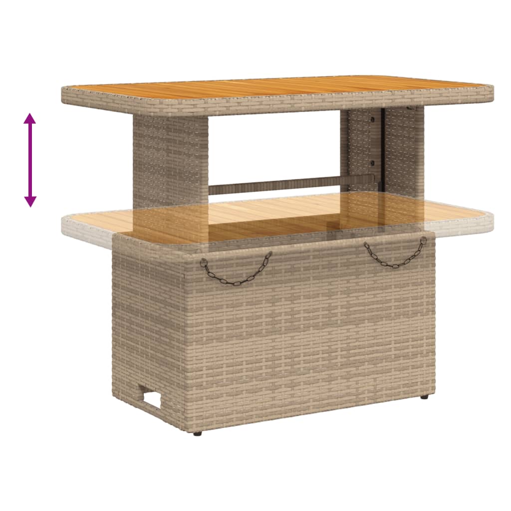 2 Pcs conjunto de jantar p/ jardim com almofadões vime PE bege