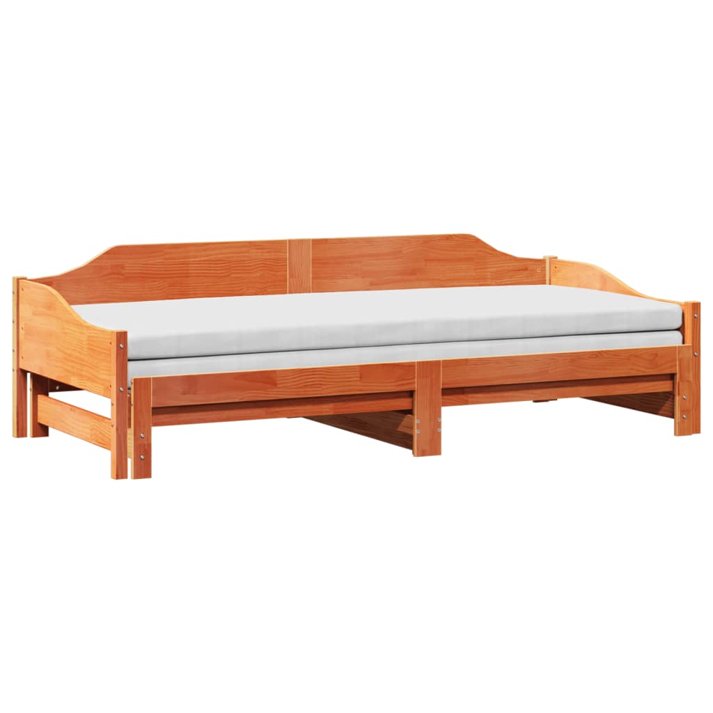Sofá-cama com gavetão sem colchões 90x190 cm castanho-mel