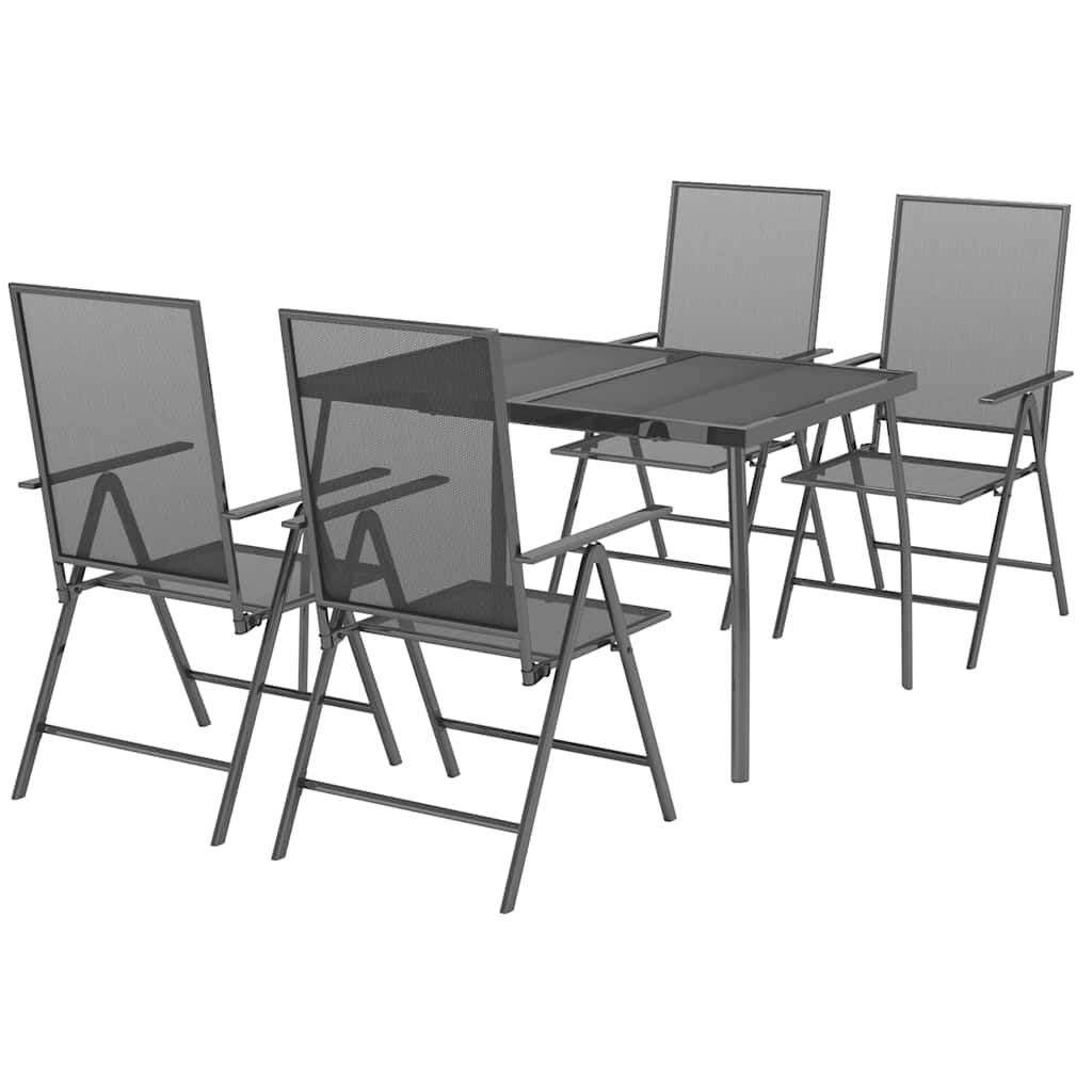 5 Pcs conjunto de jantar para jardim aço antracite
