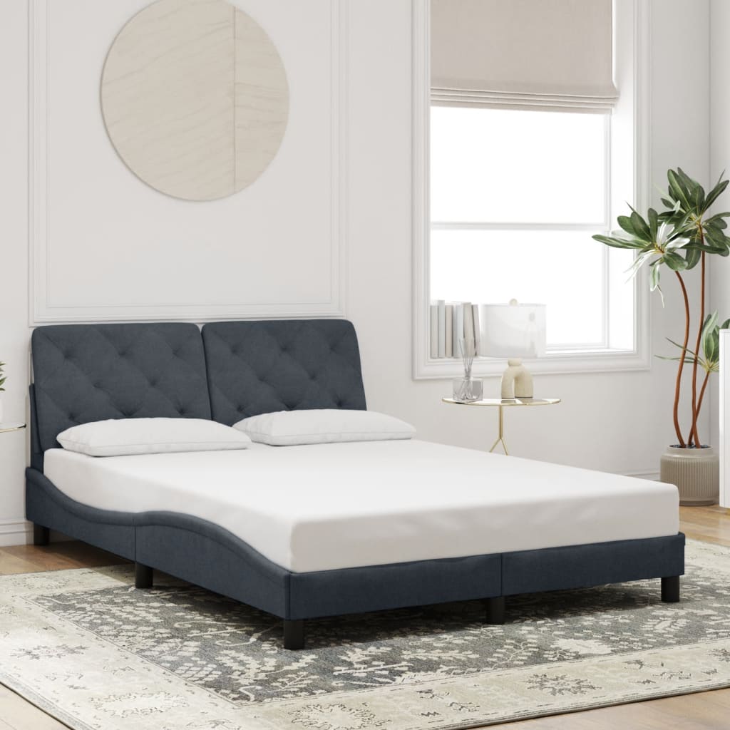 Estrutura de cama com LED sem colchão 140x190cm veludo cinzento-escuro