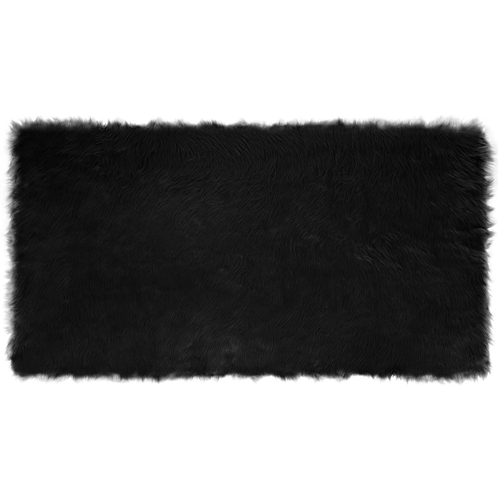 Tapete de de ovelha sintética tafalla preto 80 x 150 cm