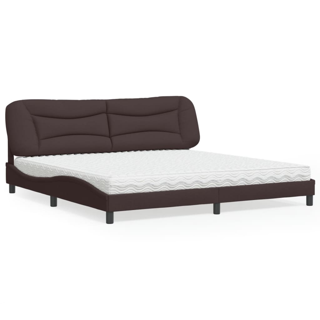 Cama com colchão hvar 200x200 cm tecido castanho-escuro