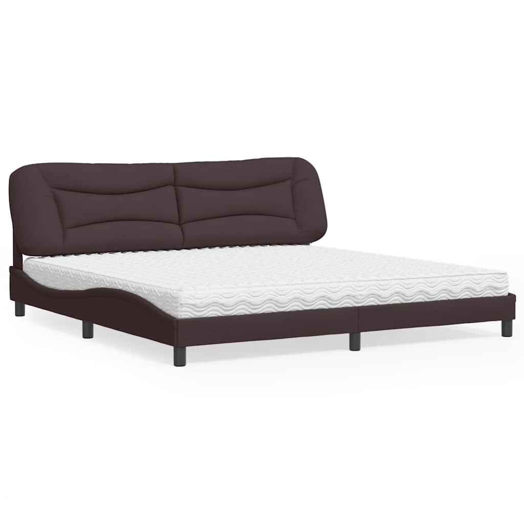 Cama com colchão hvar 200x200 cm tecido castanho-escuro