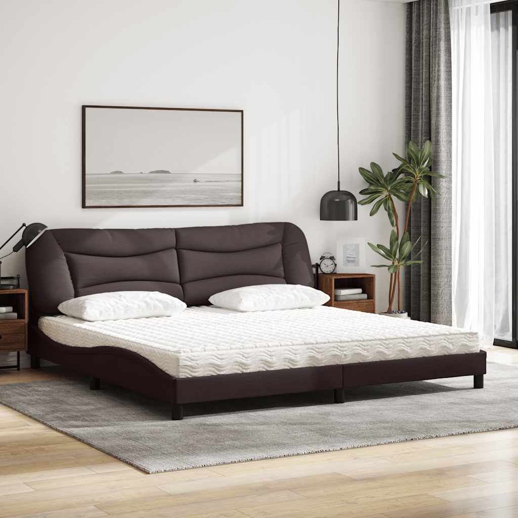 Cama com colchão hvar 200x200 cm tecido castanho-escuro