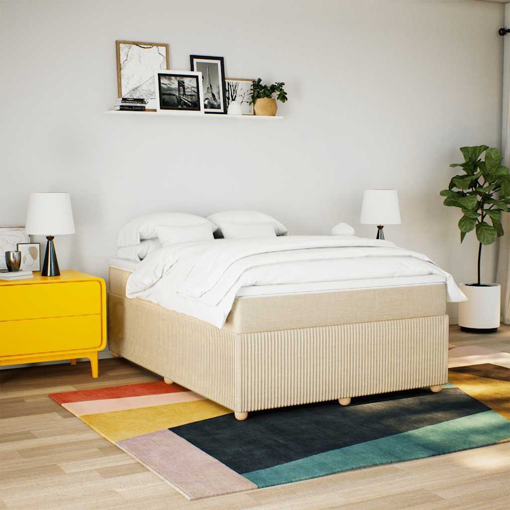 Cama com molas/colchão 160x200 cm tecido cor creme